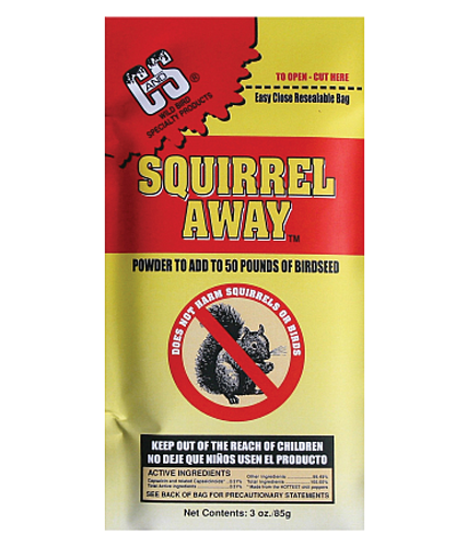 Squirrel Away seed additive in packaging