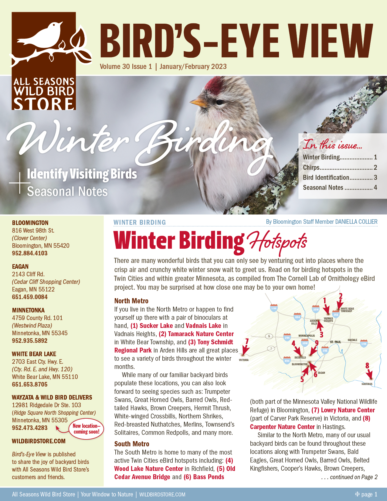 January/February 2023 Bird's Eye View Newsletter cover