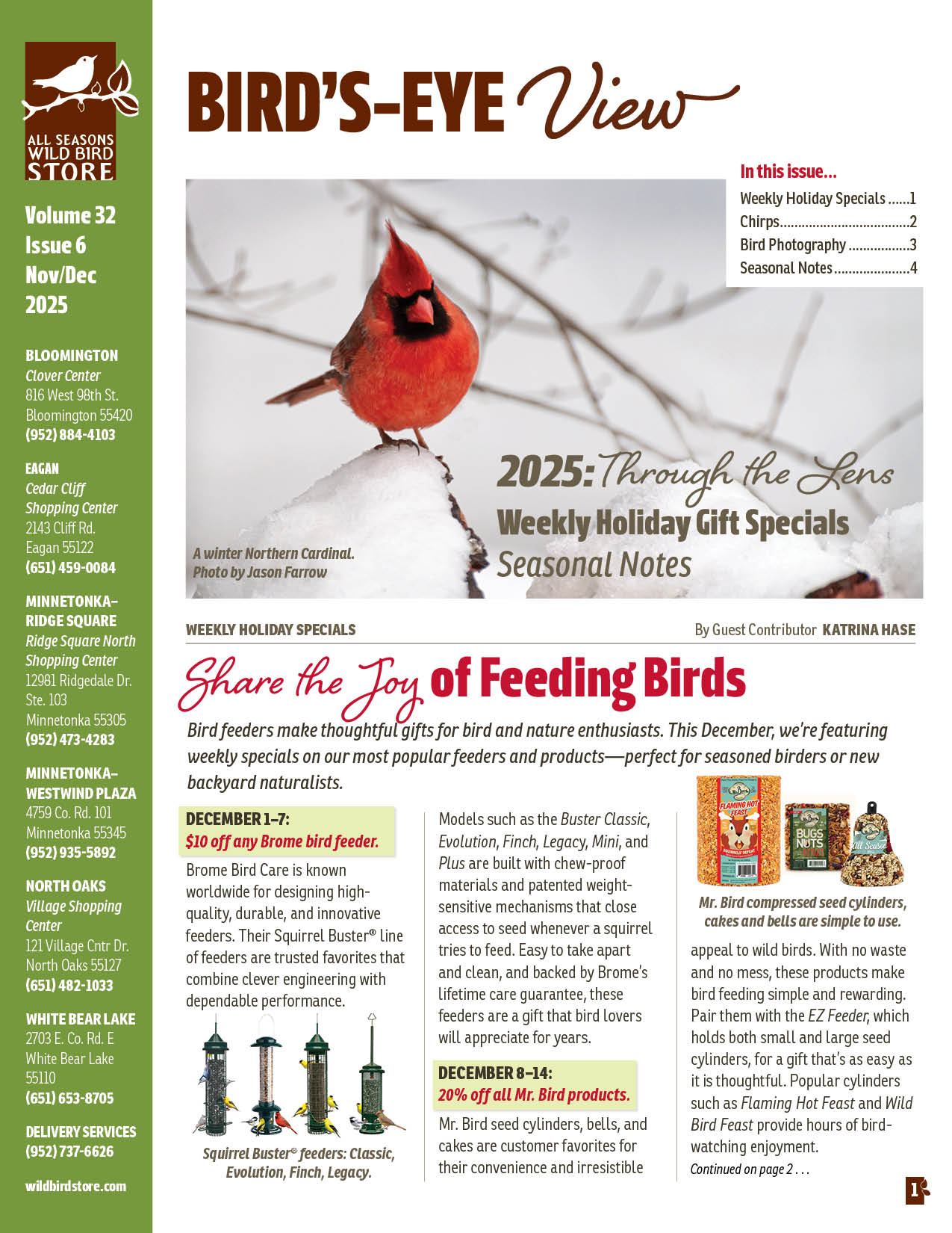 November/December 2025 Bird's-Eye View Newsletter